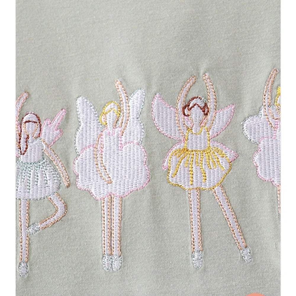 Kids Ballerina Ballet Embroidered Dress - Sage Green with Pink Trim Girls 2T NWT